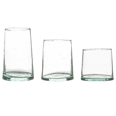 Nicola Spring 18 Piece Merzouga Recycled Glassware SetMoroccan Highball Glasses Whisky Drinking TumblersClear from B&Q