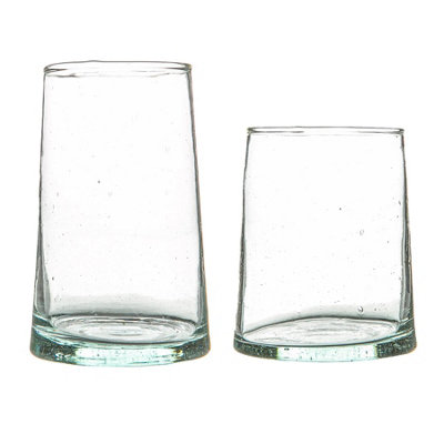 Nicola Spring 12 Piece Merzouga Recycled Glassware SetMoroccan Highball Glasses Whisky Drinking TumblersClear from B&Q