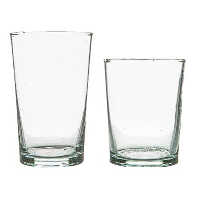 Nicola Spring 12Pc Meknes Glassware SetHand-Blown Moroccan Recycled Glass Highball Whisky Drinking TumblersClear Glass from B&Q