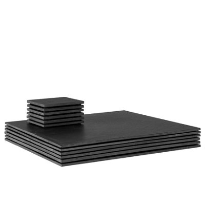 Argon Tableware 12Pc Linea Square Slate Placemats & Coasters SetBlack Natural Stone Dinnerware Plate Placemats Drink Mats from B&Q