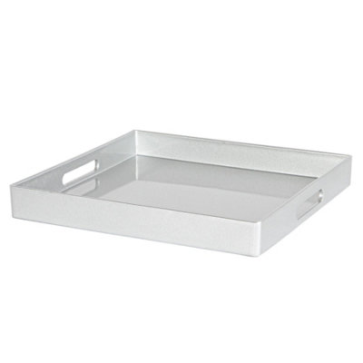 Argon Tableware Serving Tray33CmSilver Square Tray Metallic Decorative Breakfast Tray Melamine Food Tray from B&Q