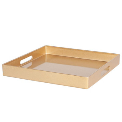 Argon Tableware Serving Tray33CmGold Square Tray Metallic Decorative Breakfast Tray Melamine Food Tray from B&Q