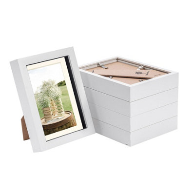 Nicola Spring 5 X 7" Photo FramesWhite/ivory Mount3D Picture Frame Box Portrait Display Case (20 X 15.5Cm) Set Of 5 from B&Q
