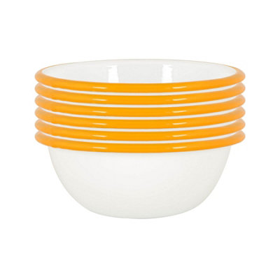Argon Tableware 16Cm Coloured Enamel BowlsSet Of 6Yellow Lightweight Metal Camping Serving Bowls For SnacksPastaSalad from B&Q