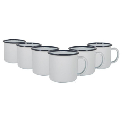 Argon Tableware 130Ml Enamel Espresso CupsNavySet Of 6 Metal Drinking Mugs Teacup Coffee Mug Set HotCold Drinks Cups from B&Q