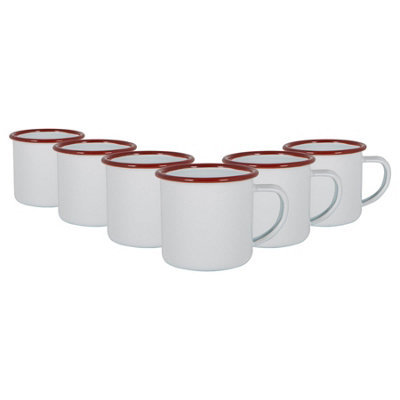 Argon Tableware 130Ml Enamel Espresso CupsRedSet Of 6 Metal Drinking Mugs Teacup Coffee Mug Set HotCold Drinks Cups from B&Q