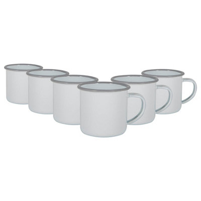 Argon Tableware 130Ml Enamel Espresso CupsGreySet Of 6 Metal Drinking Mugs Teacup Coffee Mug Set HotCold Drinks Cups from B&Q