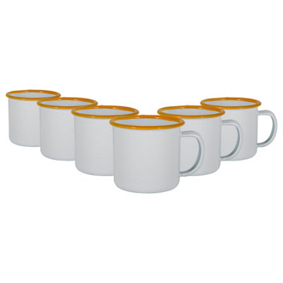 Argon Tableware 130Ml Enamel Espresso CupsYellowSet Of 6 Metal Drinking Mugs Teacup Coffee Mug Set HotCold Drinks Cups from B&Q