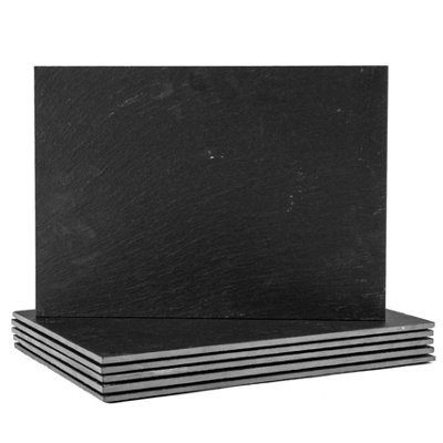 Argon Tableware 6X Linea Slate PlacematsRectangular Natural Stone Smooth Edge Slate Dinner Mats Dinnerware Plate Placemats from B&Q