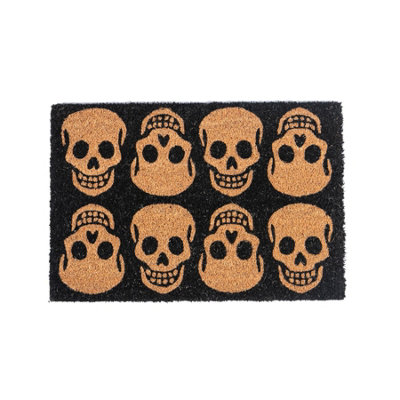 Nicola Spring Coir Door Mat60 X 40CmSkullsIndoor Outdoor Floor Mat Dirt Trapper Rug Non Slip Backing Doormat from B&Q