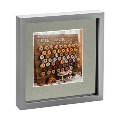 Nicola Spring 3D Box Photo Frame - 10 X 10" With 6 X 6" Mount - / Grey