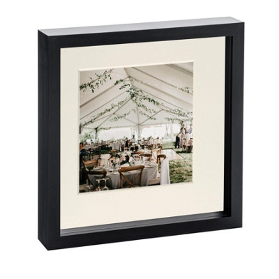 Nicola Spring 10 X 10" Photo FrameBlack/ivory Mount3D Photo Frame Picture Frame Box Portrait Display Case (6 X 6" Mount) from B&Q