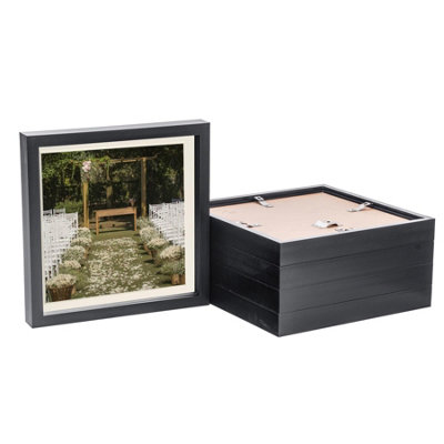 Nicola Spring 10 X 10" Photo FramesBlack/ivory Mount3D Picture Frame Box Portrait Display Case (8 X 8" Mount) Set Of 5 from B&Q