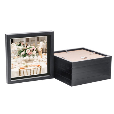 Nicola Spring 10 X 10" Photo FramesBlack/black Mount3D Picture Frame Box Portrait Display Case (8 X 8" Mount) Set Of 5 from B&Q