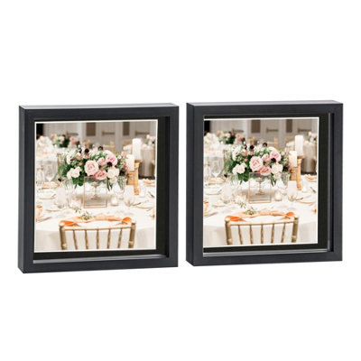 Nicola Spring 10 X 10" Photo FramesBlack/black Mount3D Picture Frame Box Portrait Display Case (8 X 8" Mount) Set Of 2 from B&Q