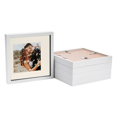 B&Q -  10 X 10" Photo FramesWhite/ivory Mount3D Picture Frame Box Portrait Display Case (6 X 6" Mount) Set Of 5