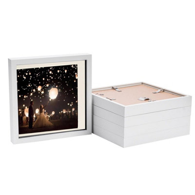 B&Q -  10 X 10" Photo FramesWhite/ivory Mount3D Picture Frame Box Portrait Display Case (8 X 8" Mount) Set Of 5