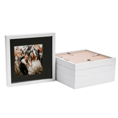 B&Q -  10 X 10" Photo FramesWhite/black Mount3D Picture Frame Box Portrait Display Case (6 X 6" Mount) Set Of 5