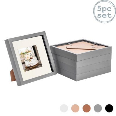 B&Q -  8 X 8" Photo FramesGrey/ivory Mount3D Picture Frame Box Portrait Display Case (4 X 4" Mount) Set Of 5