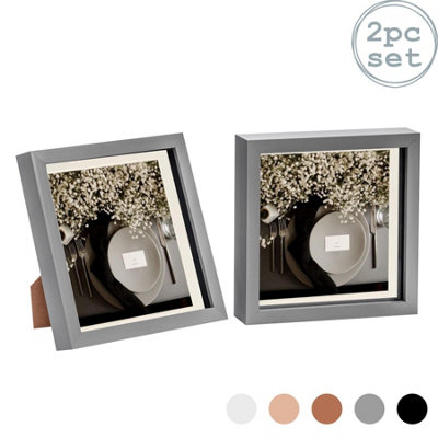 Nicola Spring 8 X 8" Photo FramesGrey/ivory Mount3D Picture Frame Box Portrait Display Case (22.5 X 22.5Cm) Set Of 2 from B&Q