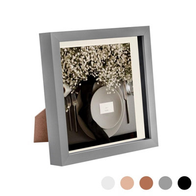 Nicola Spring 8 X 8" Photo FrameGrey/ivory Mount3D Photo Frame Picture Frame Box Portrait Display Case (22.5 X 22.5Cm) from B&Q