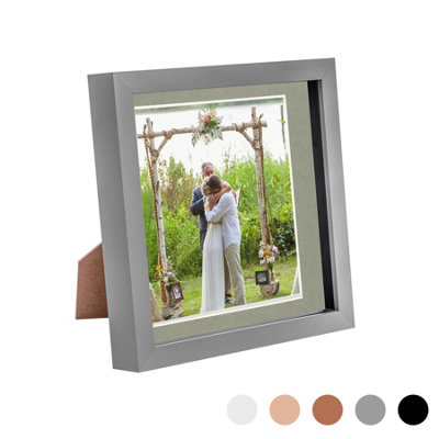 Nicola Spring 3D Box Photo Frame - 8 X 8" With 6 X 6" Mount - / Grey