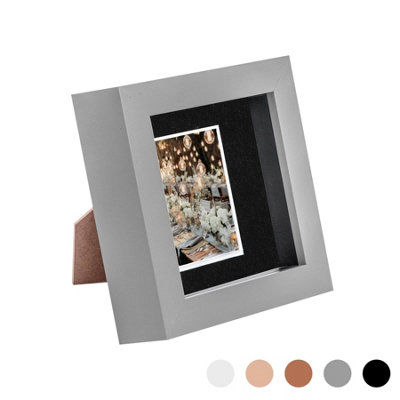 B&Q -  4 X 4" Photo FrameGrey/black Mount3D Photo Frame Picture Frame Box Portrait Display Case (12.5 X 12.5Cm)