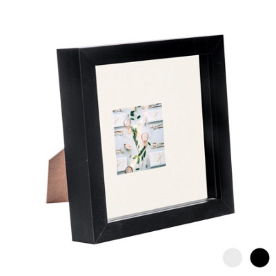 Nicola Spring 3D Box Photo Frame - 6 X 6" With 2 X 2" Mount - Black/Ivory