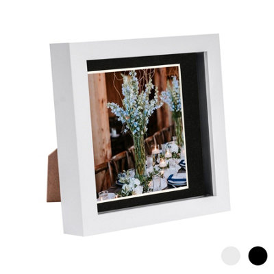 Nicola Spring 3D Box Photo Frame6 X 6" With 4 X 4" MountWhite/black from B&Q