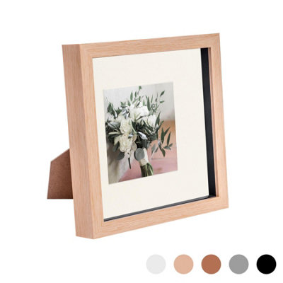 Nicola Spring 8 X 8" Photo FrameLight Wood/ivory Mount3D Photo Frame Picture Frame Box Portrait Display Case (22.5 X 22.5Cm) from B&Q