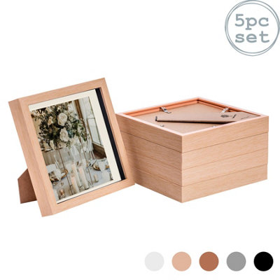 B&Q -  8 X 8" Photo FramesLight Wood/ivory Mount3D Picture Frame Box Portrait Display Case (22.5 X 22.5Cm) Set Of 5