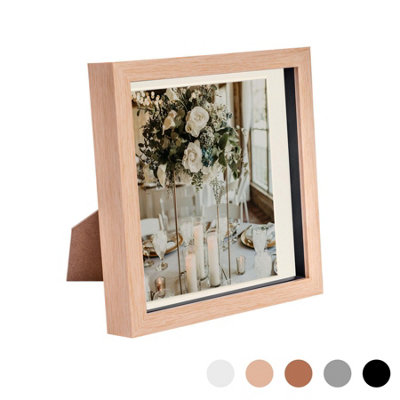 Nicola Spring 8 X 8" Photo FrameLight Wood/ivory Mount3D Photo Frame Picture Frame Box Portrait Display Case (22.5 X 22.5Cm) from B&Q