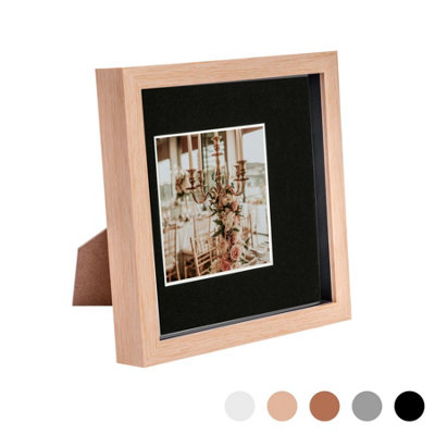 Nicola Spring 8 X 8" Photo FrameLight Wood/black Mount3D Photo Frame Picture Frame Box Portrait Display Case (22.5 X 22.5Cm) from B&Q