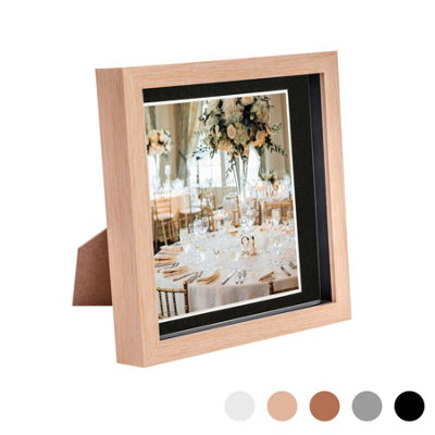 Nicola Spring 8 X 8" Photo FrameLight Wood/black Mount3D Photo Frame Picture Frame Box Portrait Display Case (22.5 X 22.5Cm) from B&Q