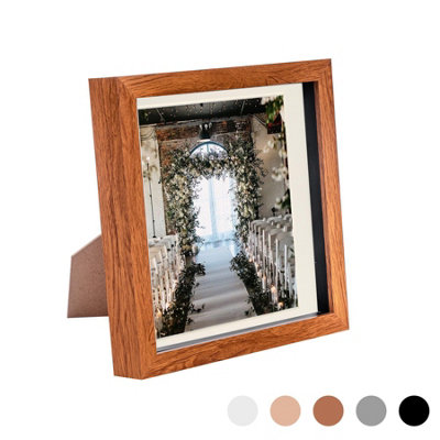 Nicola Spring 8 X 8" Photo FrameDark Wood/ivory Mount3D Photo Frame Picture Frame Box Portrait Display Case (22.5 X 22.5Cm) from B&Q