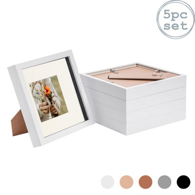 B&Q -  8 X 8" Photo FramesWhite/ivory Mount3D Picture Frame Box Portrait Display Case (4 X 4" Mount) Set Of 5