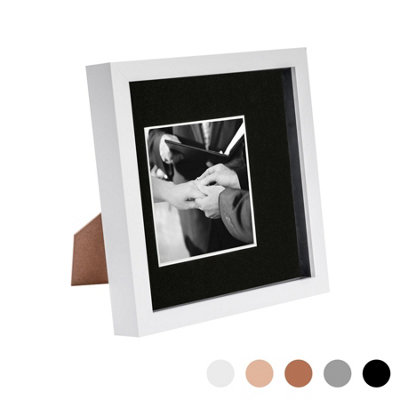 Nicola Spring 8 X 8" Photo FrameWhite/black Mount3D Photo Frame Picture Frame Box Portrait Display Case (4 X 4" Mount) from B&Q