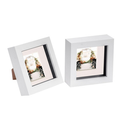Nicola Spring 4 X 4" Photo FramesWhite/ivory Mount3D Picture Frame Box Portrait Display Case (12.5 X 12.5Cm) Set Of 2 from B&Q