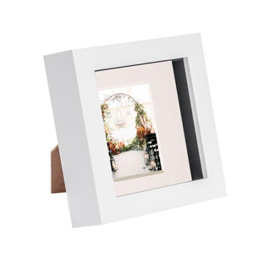 Nicola Spring 4 X 4" Photo FrameWhite/ivory Mount3D Photo Frame Picture Frame Box Portrait Display Case (12.5 X 12.5Cm) from B&Q