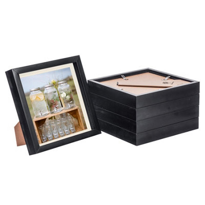B&Q -  8 X 8" Photo FramesBlack/ivory Mount3D Picture Frame Box Portrait Display Case (22.5 X 22.5Cm) Set Of 5