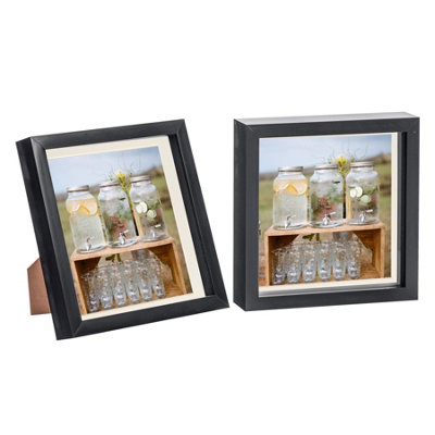 Nicola Spring 8 X 8" Photo FramesBlack/ivory Mount3D Picture Frame Box Portrait Display Case (22.5 X 22.5Cm) Set Of 2 from B&Q
