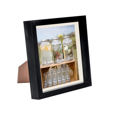 Nicola Spring 8 X 8" Photo FrameBlack/ivory Mount3D Photo Frame Picture Frame Box Portrait Display Case (22.5 X 22.5Cm) from B&Q