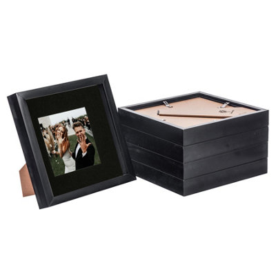 Nicola Spring 8 X 8" Photo FramesBlack/black Mount3D Picture Frame Box Portrait Display Case (4 X 4" Mount) Set Of 5 from B&Q