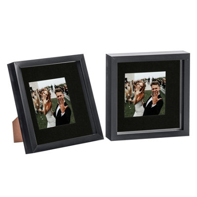 Nicola Spring 8 X 8" Photo FramesBlack/black Mount3D Picture Frame Box Portrait Display Case (4 X 4" Mount) Set Of 2 from B&Q