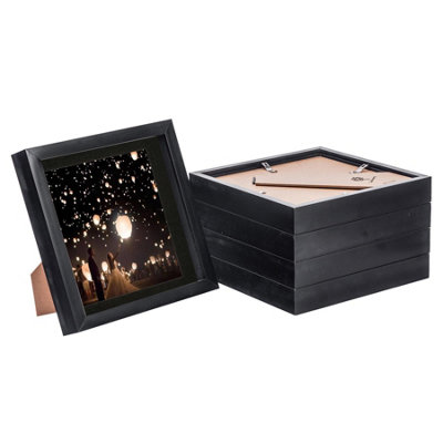 Nicola Spring 8 X 8" Photo FramesBlack/black Mount3D Picture Frame Box Portrait Display Case (6 X 6" Mount) Set Of 5 from B&Q