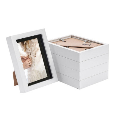 Nicola Spring 5 X 7" Photo FramesWhite/black Mount3D Picture Frame Box Portrait Display Case (20 X 15.5Cm) Set Of 5 from B&Q