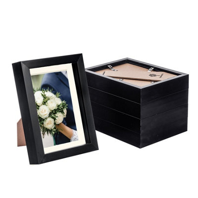 Nicola Spring 5 X 7" Photo FramesBlack/ivory Mount3D Picture Frame Box Portrait Display Case (20 X 15.5Cm) Set Of 5 from B&Q