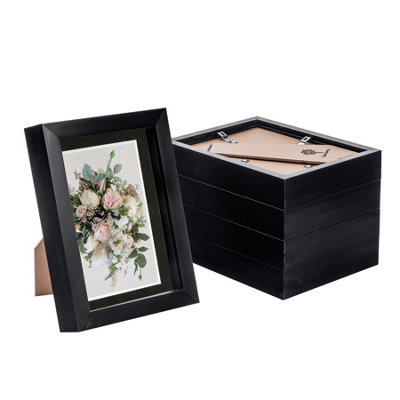Nicola Spring 5 X 7" Photo FramesBlack/black Mount3D Picture Frame Box Portrait Display Case (20 X 15.5Cm) Set Of 5 from B&Q