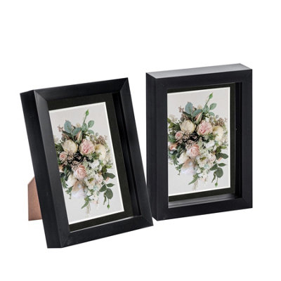 Nicola Spring 5 X 7" Photo FramesBlack/black Mount3D Picture Frame Box Portrait Display Case (20 X 15.5Cm) Set Of 2 from B&Q