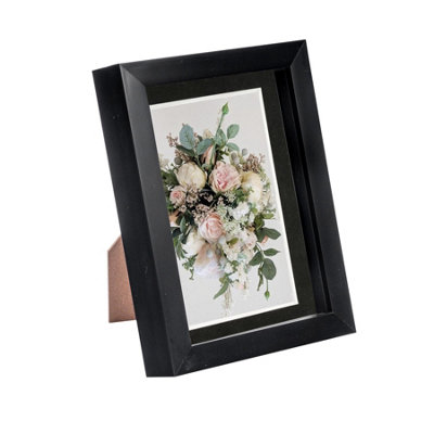 Nicola Spring 5 X 7" Photo FrameBlack/black Mount3D Photo Frame Picture Frame Box Portrait Display Case (20 X 15Cm) from B&Q